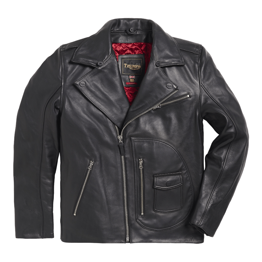 Rexford Black Leather Jacket with Removable Collar Triumph Heritage